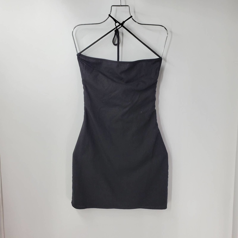 SABO SKIRT NWT women's S black cotton linen blend backless mini dress